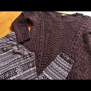 Maurices NWOT fairisle leggings & Plum sweater L